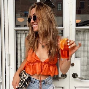 Cabos Coral Ruffle Crop Top